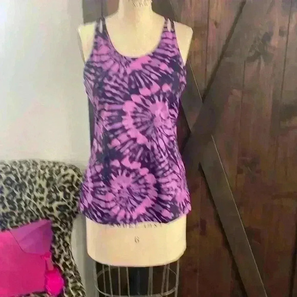 Aonour workout Tank Top Tie Dye W/Cool should and Back Cutout Details Sz XL - Picture 8 of 8